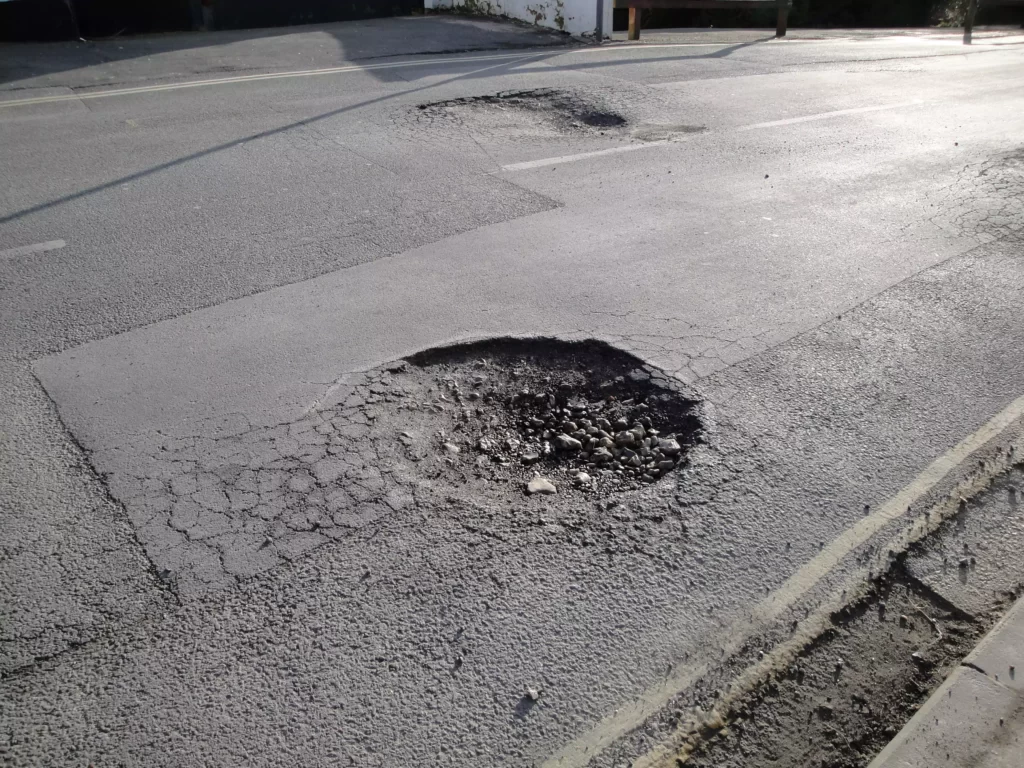 pothole damage with high severity